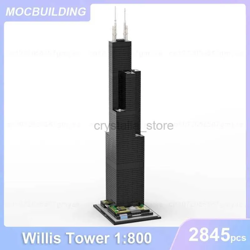 Bloques Willis Tower 1 800 Escala Sears-Tower Arquitectura Modelo MOC Bloques de construcción DIY Ensamblar ladrillos Juguetes educativos Regalos 2845PCS 240120