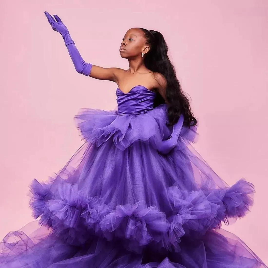 DHgate Sweetheart Neckline Lavender Tulle Flower Girl Dresses for Weddings Birthdays Wedding Party Events