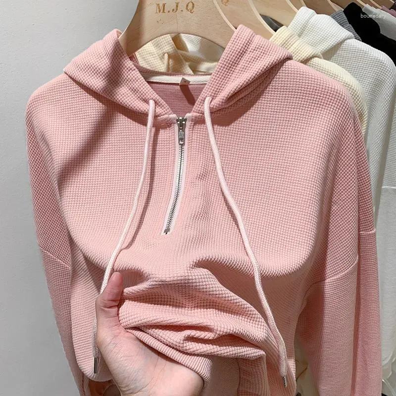 Frauen Hoodies Zipper Mit Kapuze Sweatshirts Weibliche 2024 Frühling Herbst Weiß Casual Lose Koreanischen Stil Frauen Grau