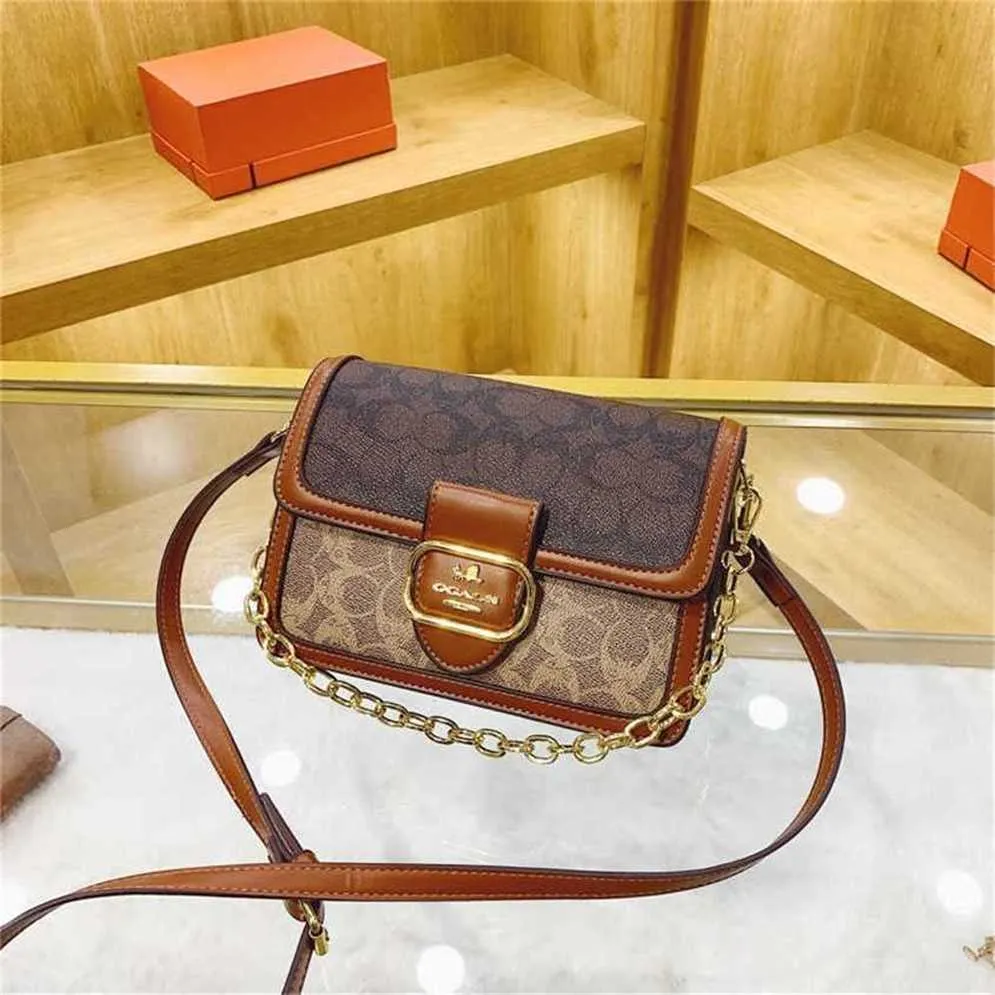 Dames 2023 High -end geprinte kleine vierkante veelzijdige crossbody uniek contrastkleur enkele schouderketting tas trendy 70% korting op outlet online verkoop