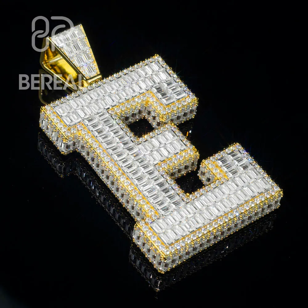 Personalizado passar diamante tester moissanite grande carta e congelado real 10k 14k quilates branco natural ouro pingente encontrar jóias para o homem