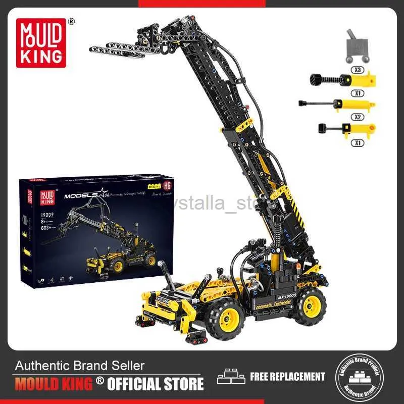 Bloklar Kalıp Kral 19009 Teknik Araba Yapı Blokları Pnömatik Teleskopik Forklift Kamyon Modeli MOC Tuğlalar Çocuklar İçin Oyuncaklar Noel Hediyesi 240120