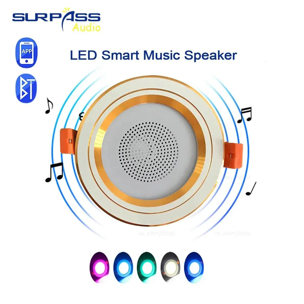 Speakers LED Smart Music Lamp Intelligent Background Music Light Ceiling Speakers With Adjused Lights Smart Bluetooth Downlight Speaker