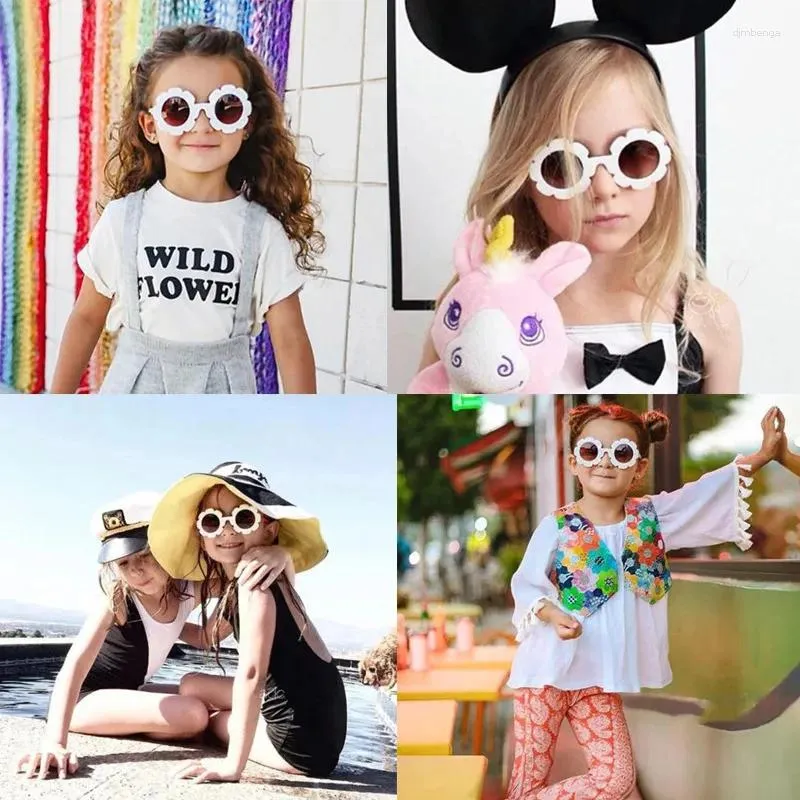 Solglasögon Blommorram Barnskydd för pojkar och flickor Söta dekorativa glasögon