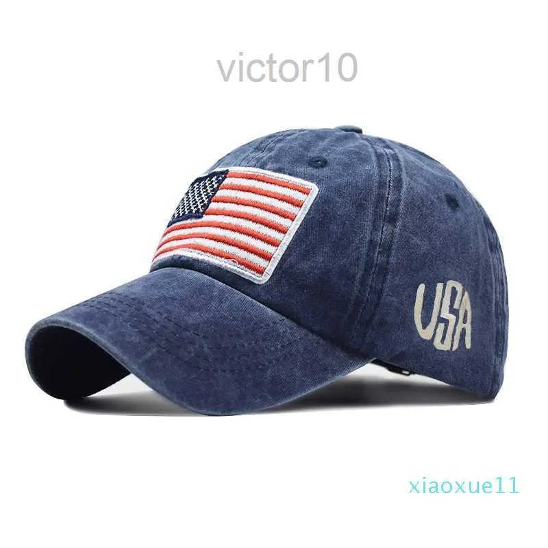 Lüks- 2024 Patlama Modelleri Eski Mektuplar Yapmak İçin Yıkandı Beyzbol Kapağı Vahşi Moda Erkek ve Kadınlar Amerikan Bayrağı Pamuk Şapkası