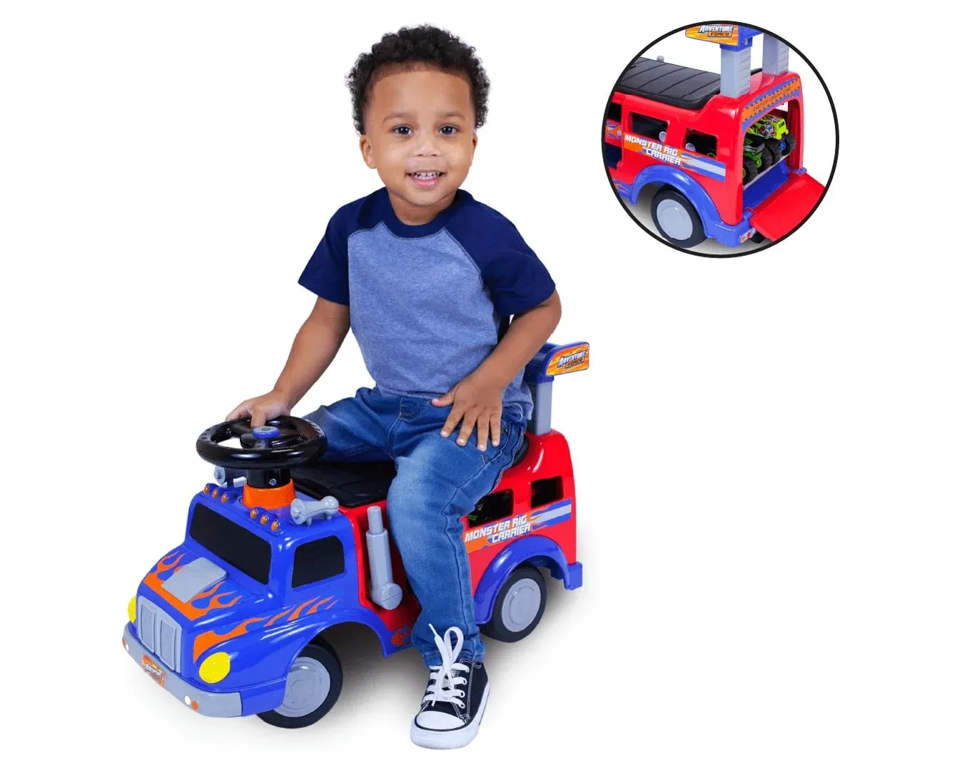 DHgate Ride on Monster Truck Transporter for Toddlers Ages 1 3 Rugged Adventure Off Road Play Home Garden