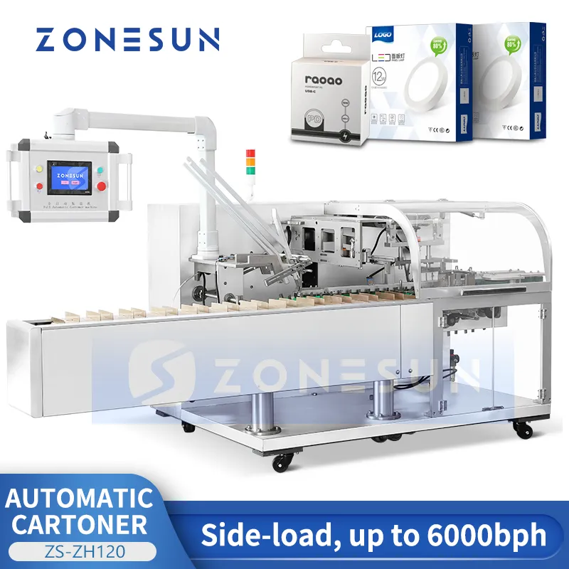 ZONESUN Automatic Cartoner Carton Folder Gluer Folding Gluing Machine ...