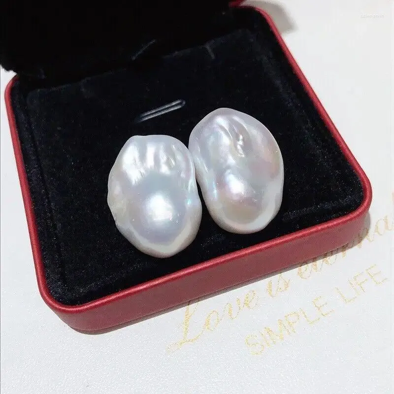 스터드 이어링 거대한 16-20mm Real Natural South Sea White Baroqe Pearl 18KP