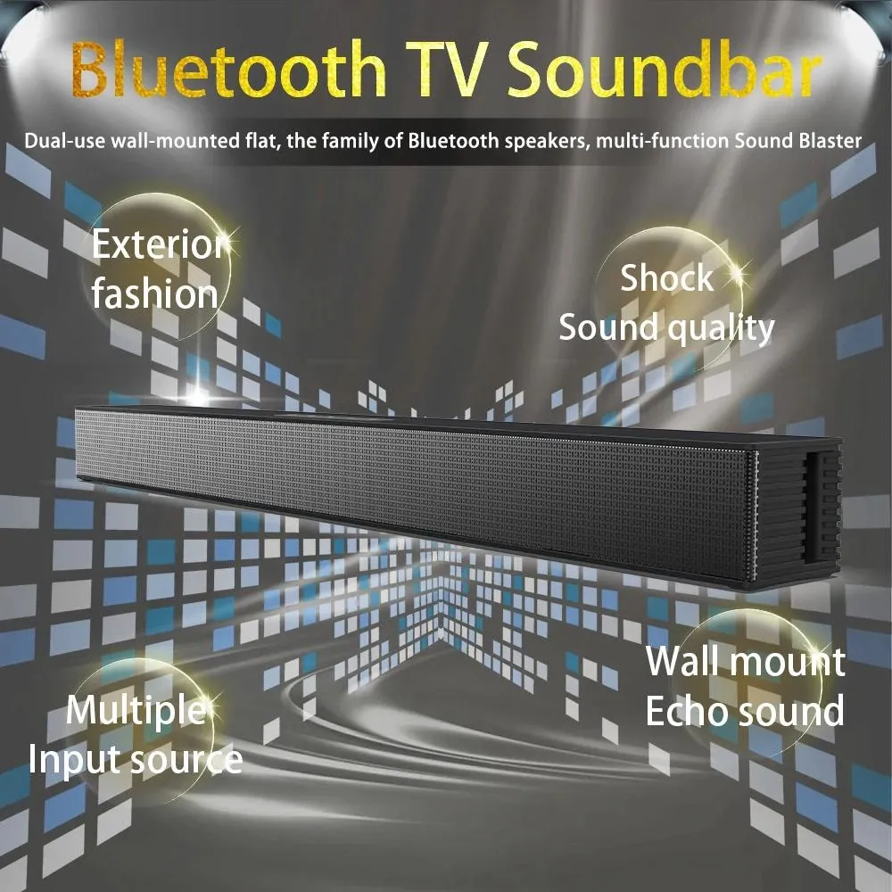 Soundbar HiFi TV Soundbar för hemmabio, BluetoothCompatible -högtalare, Support HDMI Radiofunktion för PC, TV Party, 40W