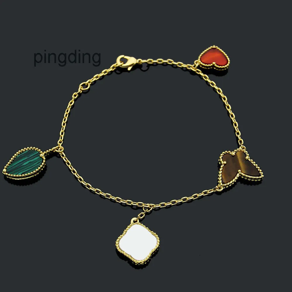 Designer di gioielli Catena Van Quadrifoglio Bracciale Cleef Van Bracciali gioielli con fascino vc quadrifoglio fiore pieno di diamanti fibbia cuore farfalla struttura in oro