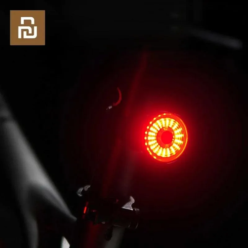 ライトYouPin Twoocスマート自転車テールリアライトオートスタートストップブレーキIPX6防水USB充電サイクリングテールテールライトアクセサリー