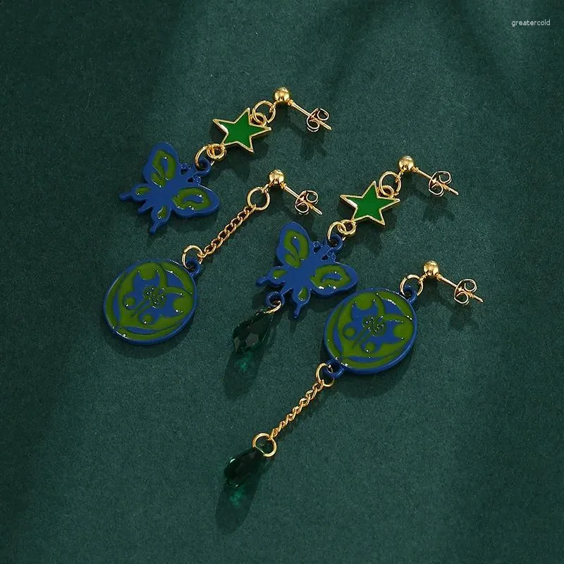 Boucles d'oreilles Anime JoJos Bizarre aventure papillon goutte alliage pierre océan Jolyne Cujoh boucles d'oreilles boucles d'oreilles COS bijoux