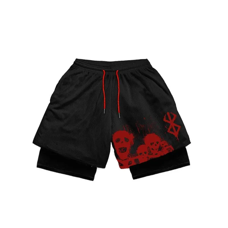 Y2k Hellstar Heren Shorts Designer Shorts Zwart Anime Berserk Manga Print Gym Compressie Rekbaar Sport Sneldrogend Fitness Workout Summ 6530