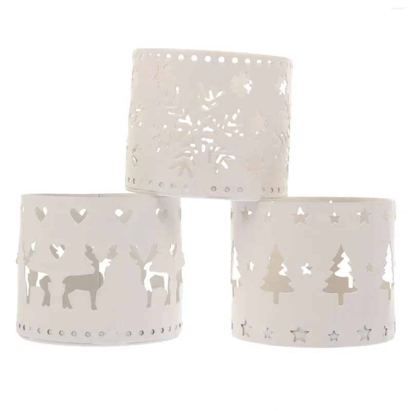 Castiçais 3 Pcs Decoração de Mesa Natal Suporte de Ferro Forjado Desktop Decorativo Castiçal Suporte de Natal Criativo Branco