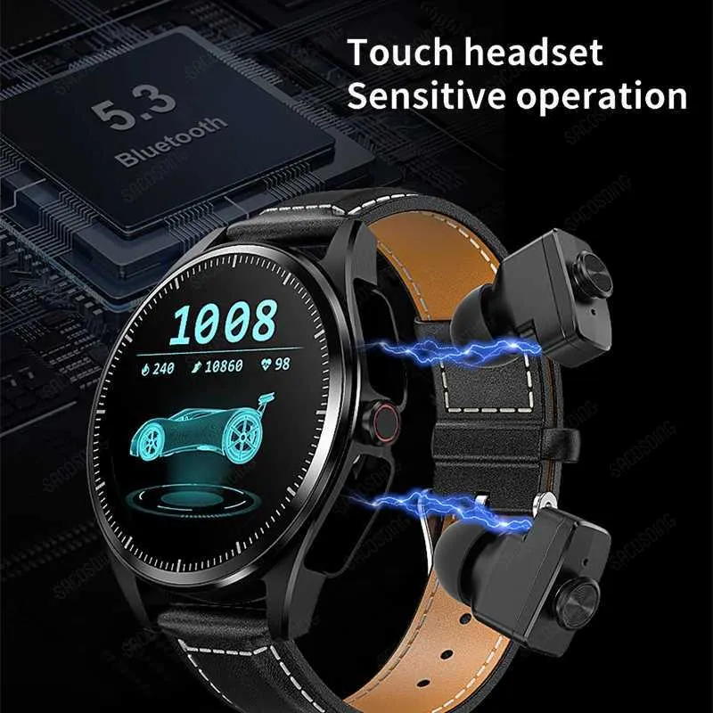 Relógios inteligentes 2023 TWS Relógios inteligentes Homens Relógio NFC GPS Movimento Faixa Frequência Cardíaca Pressão Arterial Smartwatch Fitness Pulseira para Android iOSL2401