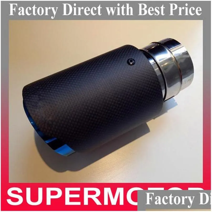 Exhaust Pipe 1Pcs In 6M Out 101Mm Akrapovic Escape Carbon Fiber With Blue Stainless Steel Muffler Tail Tip Drop Delivery Automobiles M Ot3I4