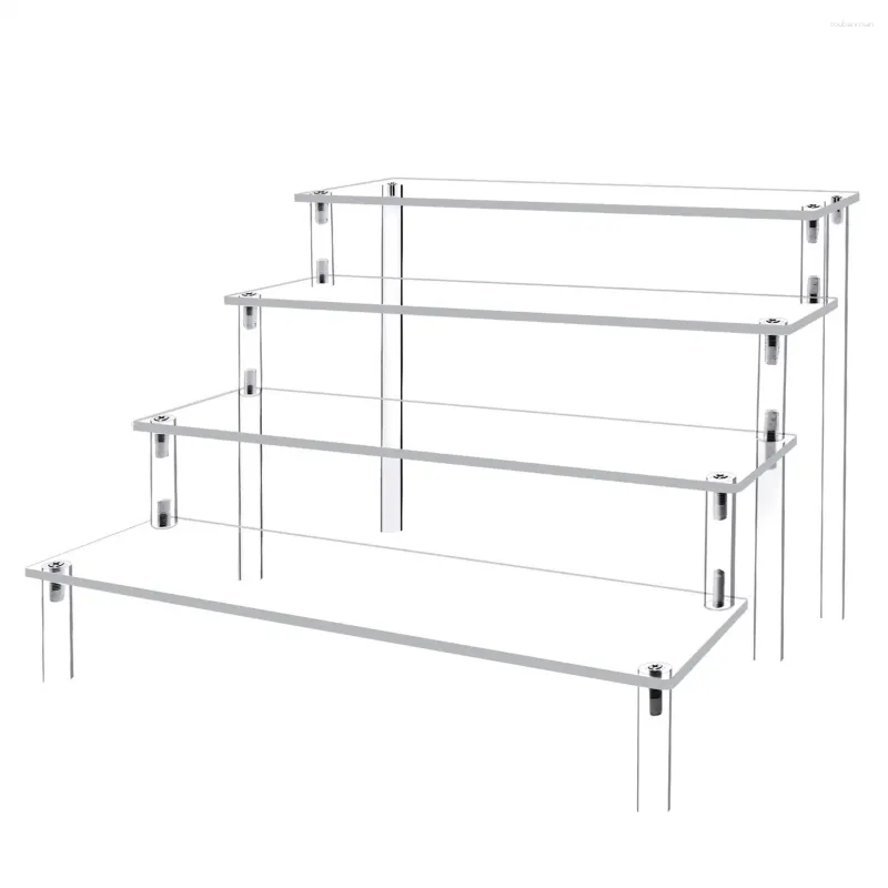 Portaoggetti da cucina Espositore in acrilico a 4 livelli Scaffale rialzato trasparente Decorazioni per desktop e organizer per cupcake