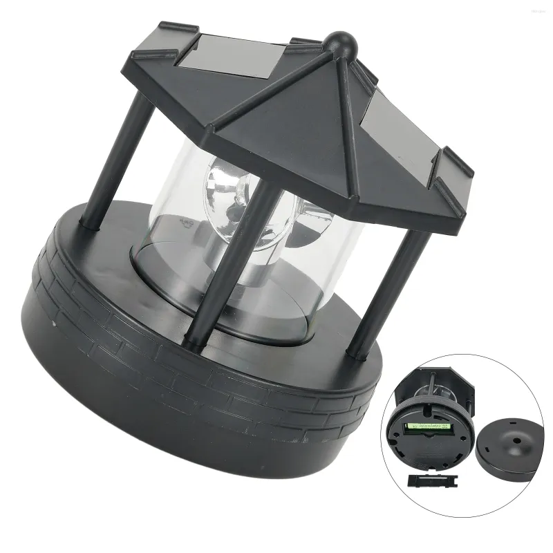 Garden Decorations LED Solar Powered Rotating Lighthouse Lawn Light With Fast Charging Panels For Outdoor Waterproof Street Lighting