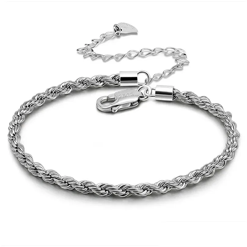 Anklets Bohemia 925 Sterling Sier Cuba Chain Link Ankle Bracelet For Women Fashion Lock Charm Anklet On Leg Boho Jewelry Gift Drop Del Otlgc