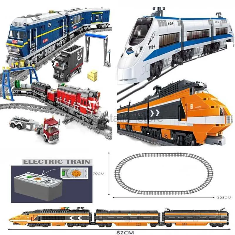 Blocks City High-Tech Train Harmony عالية السرعة السكك الحديدية للسيارات العسكرية للسيارات العسكرية لبناء RC Track Bricks Kid Toy 240120