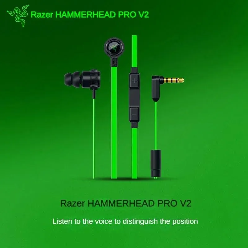 Razer HAMMERHEAD PRO V2 Casque 3,5 mm Filaire Portable Stéréo Musique Basse InEar Sports Écouteurs avec Micro Mains Libres Appel Téléphone