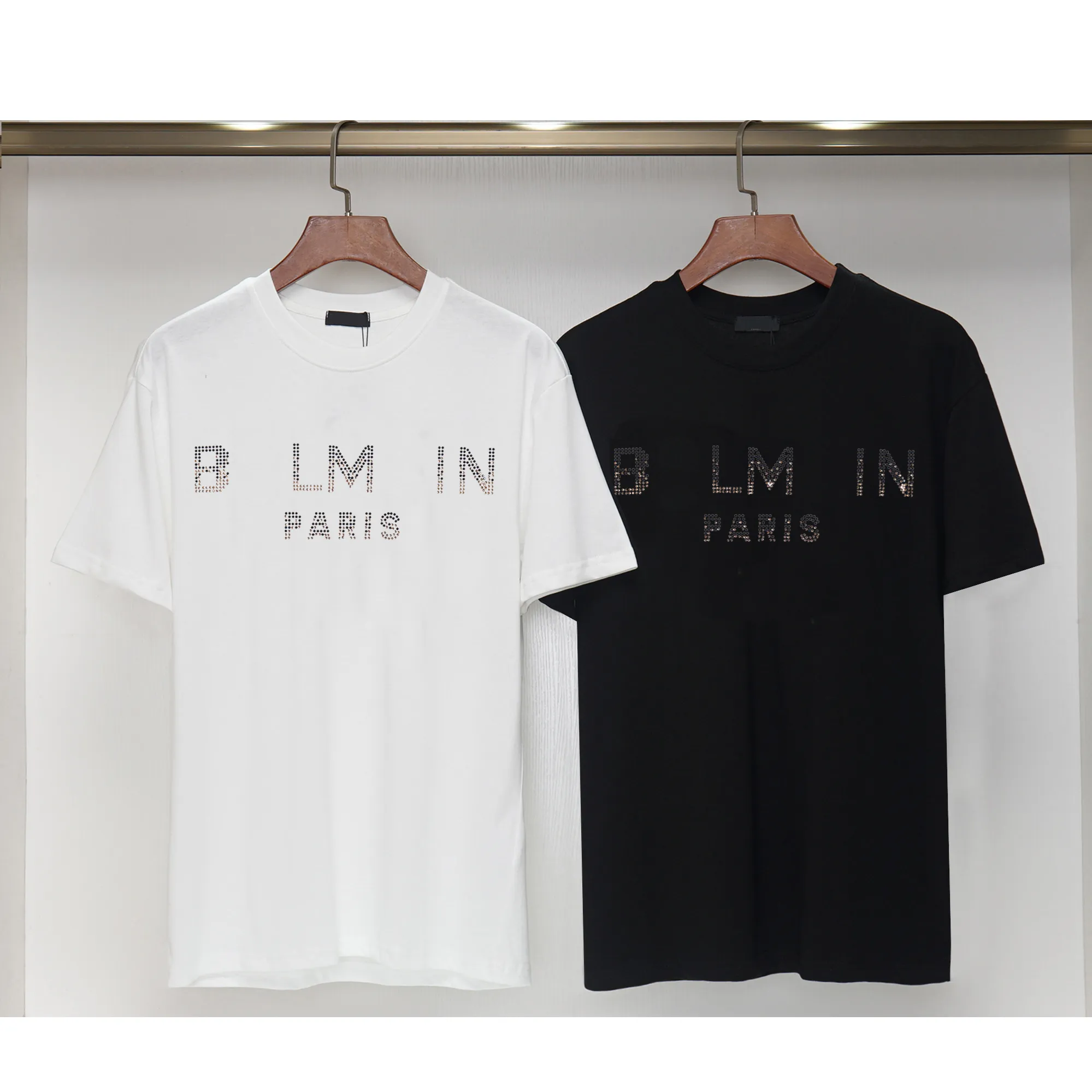 Tasarımcı Lüks Erkek Tişört Nakış Demir Pırlanta Moda Pamuk Çift Gündelik Yaz ve Kadın Giyim Markası Klasik Mektup 3XL