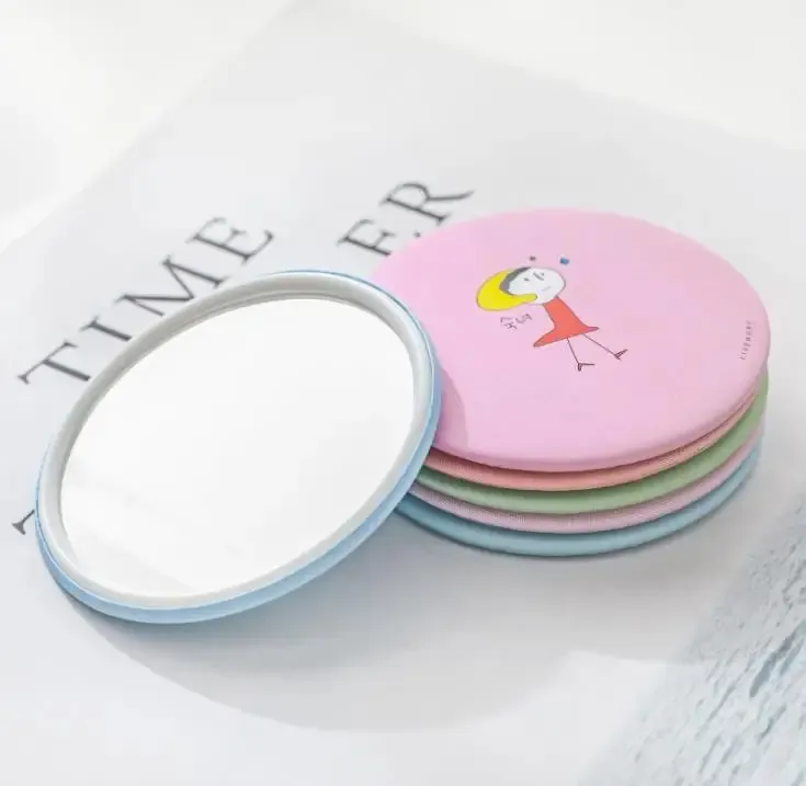 Round Mini Makeup Mirrors Cute Cartoon Pattern Portable Compact Cosmetic Small Mirror Beauty Tools Women Holiday promotion SN