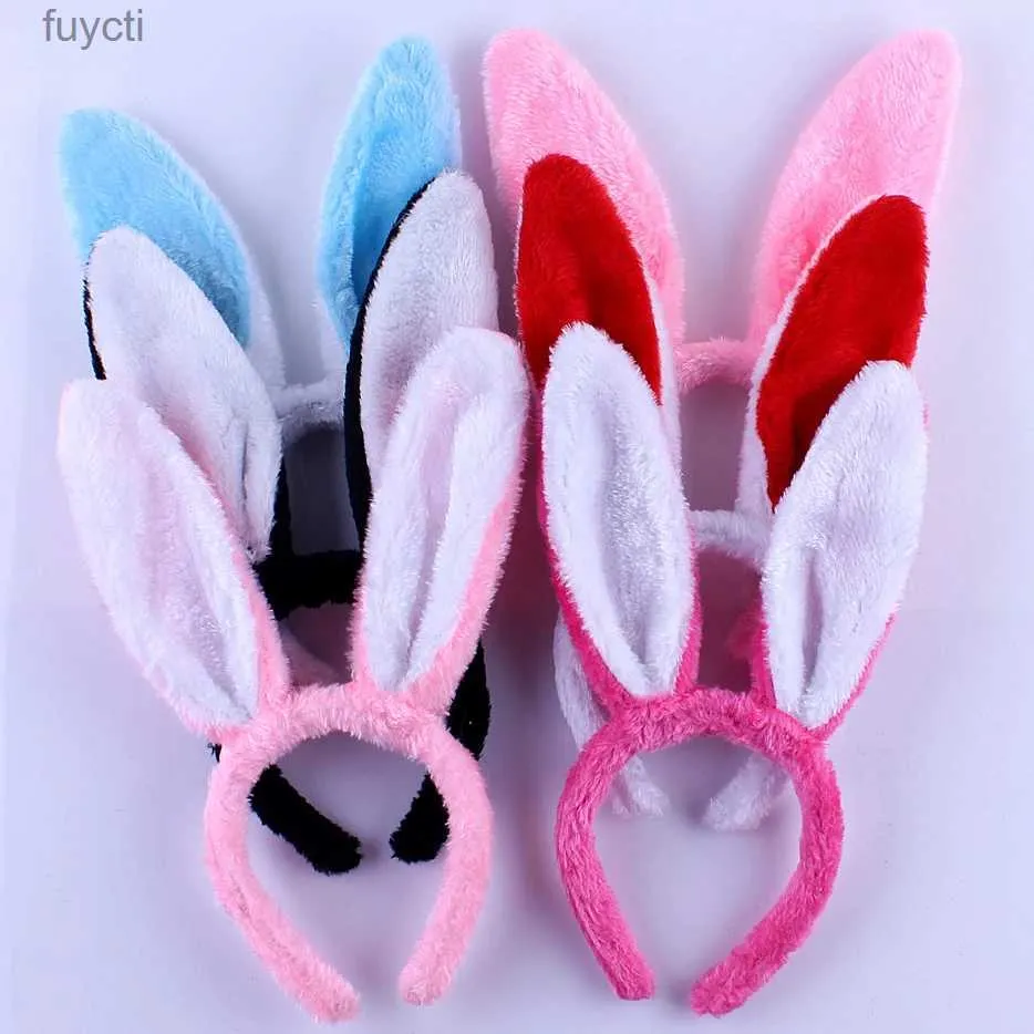 Party Hats Plush Rabbit Bunny Ears pannband Cosplay Headwear Dress Costume Women Girls Hairband Headwear Easter Hair Hoop Accessories YQ240120