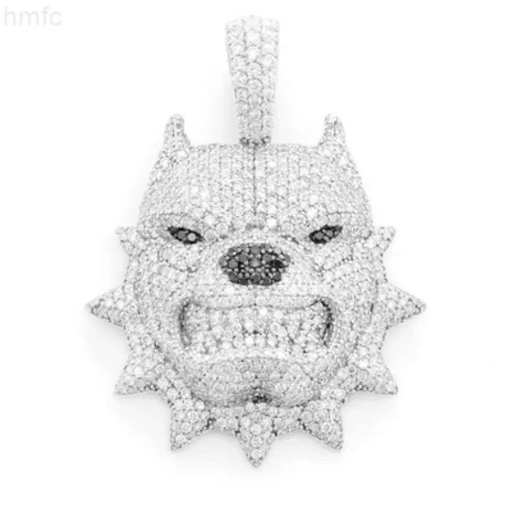 Nuovo arrivo Pitbull Spike Collare Ciondolo con diamanti 3ctw Rotondo Moissanite Collana con ciondolo Hip Hop Gioielli in argento personalizzati di fabbrica