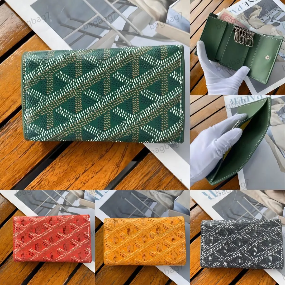 Designer 7A Wallet Credit Card Holder Handväskor Purses äkta läderdesigner Plånböcker Lyxiga modemynt Purses Multi Function Short Women Key Bag