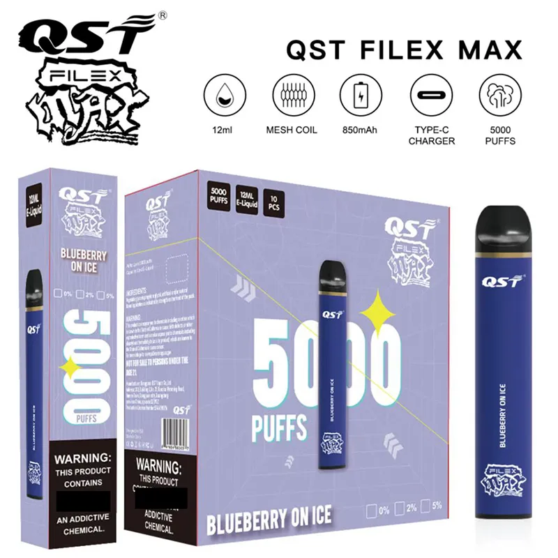 100% authentiques cigarettes QST rechargeables jetables 13 couleurs 1000mAh batterie 12ml prix avec code de sécurité Vapes Pen 5000 bouffées haute capacité Filex Max