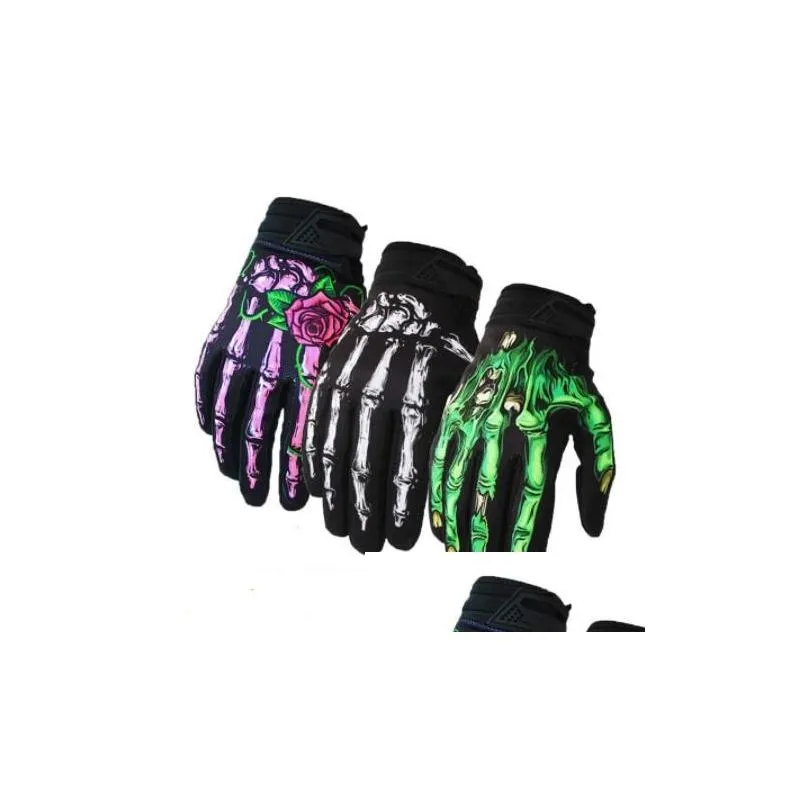 Gants de moto hommes Fl doigt squelette respirant hiver vtt cyclisme saleté vélo livraison directe Automobiles motos accessoires Ot50F