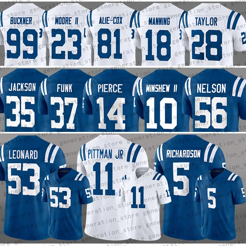 5 Anthony Richardson Futbol Indianapolises Colt Jersey Peyton Manning Jonathan Taylor Shaquille Leonard Michael Pittman Jr Gardner Minshew Deforest Buckner