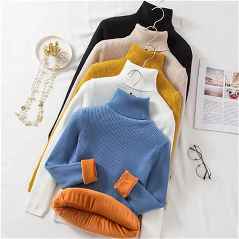 Women's Sweaters Women Knitting Sweater Thick Mujer Plus Velet Warm Turtleneck Pull Femme Basic Winter Clothes