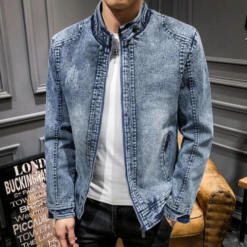 Veste en Denim pour homme, coupe cintrée, à la mode, de haute qualité, rétro, en coton épais, en peluche, chaude, automne et hiver