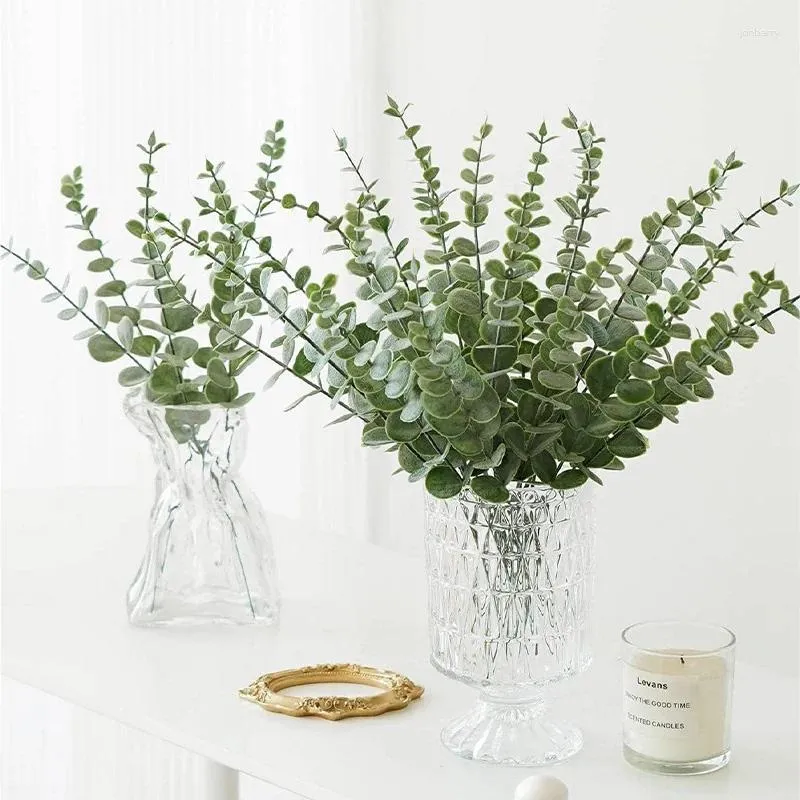 Fleurs décoratives 6 pièces plantes artificielles Branches d'eucalyptus 41 cm pour chambre à coucher décoration de Table à la maison décor de mariage Arrangement couronne fausse