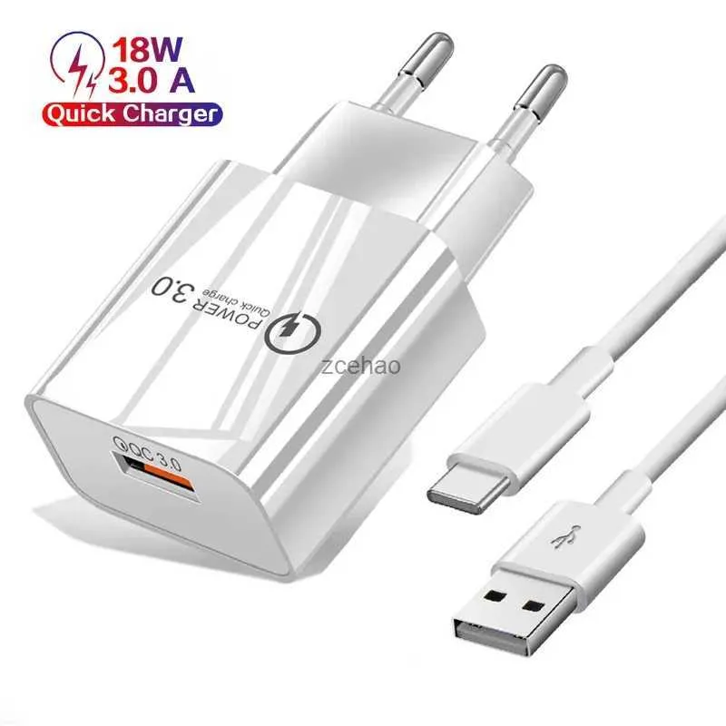 Зарядные устройства для сотовых телефонов 18 Вт, 3 А, USB-кабель для быстрой зарядки типа C для Samsung S21 S20 Ultra A50 A70 A51 A71 Note 20 10 Plus Huawei