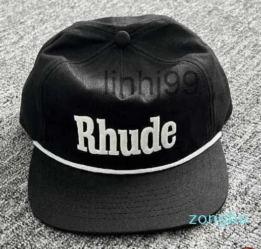 Ball Caps Ball Caps Zwart Rhude Rh Hoeden Mannen Vrouwen Vintage Snapback Zwaargewicht Borduren Wit Touw Lijn Baseball Cap623OMOWF