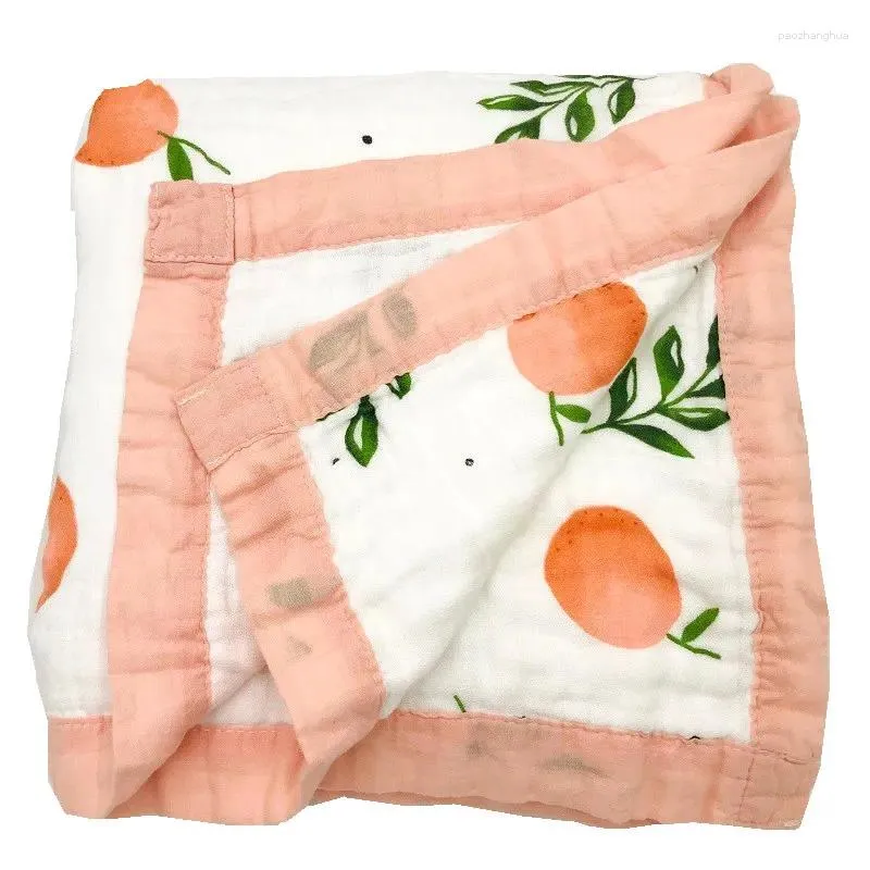 Cobertores 420g laranja quatro camadas 70% bambu 30% algodão musselina bebê cobertor swaddle envoltório para nascido swaddling cama toalha de banho