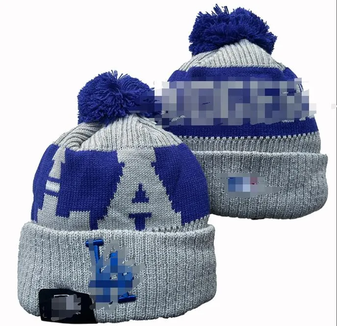 Dodgers Beanie Beanie Kninted Los Angeles Hats Sports Teams Baseball Football Basketball Caps Women Men Pom Fashion Winter Top Caps Sport Knit Hats A8