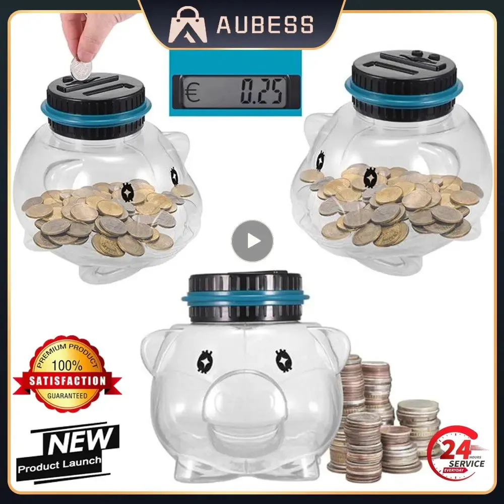 Electronic Piggy Bank LCD Display Digital Counting Coin Bank Coins Storage Box Counting Money Saving Jar For USD EURO Money Gift 240118