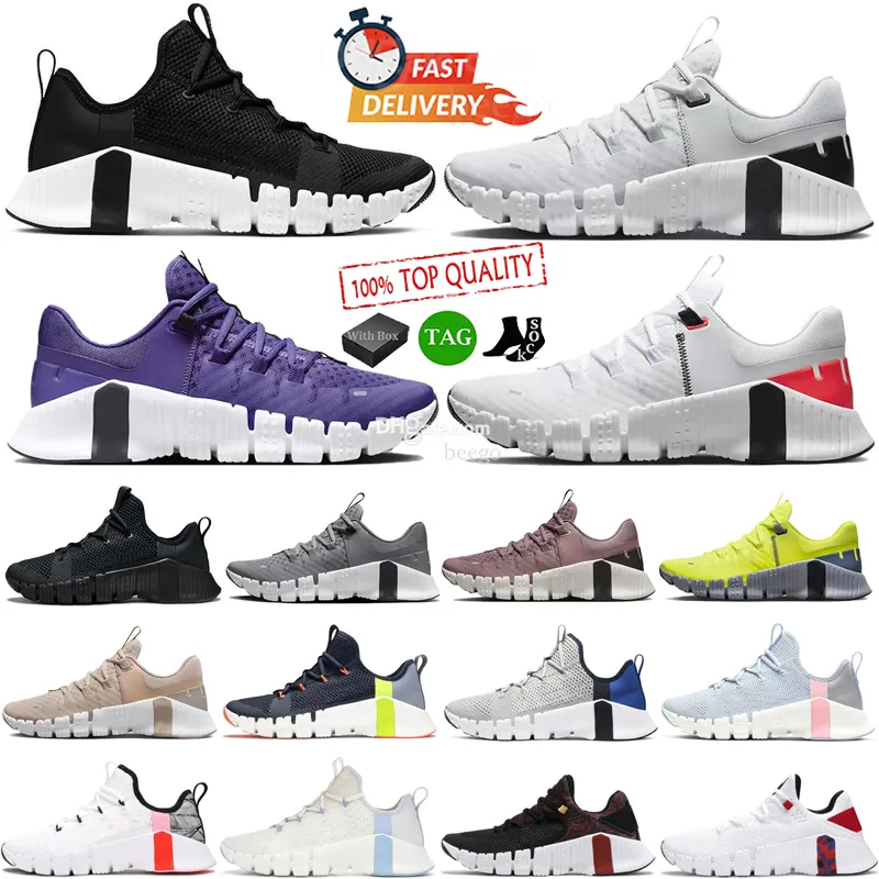 Chaussures de course de créateurs avec boîte gratuite Metcon 5 4 Marathon 5s Hommes Femmes Baskets Iron Grey Desert Sand University Gold Triple Black Leopard Baskets d'extérieur Taille 36-45