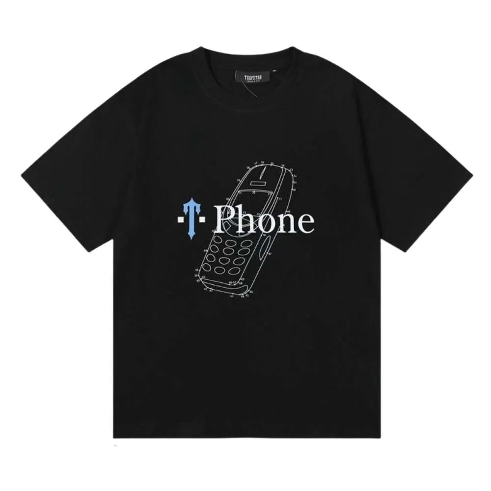 Trapstar Tshirt Tasarımcı Orijinal Kalite Erkek Tshirts Moda Telefon Hattı Erkekler ve Kadınlar İçin Kısa Kollu Baskı