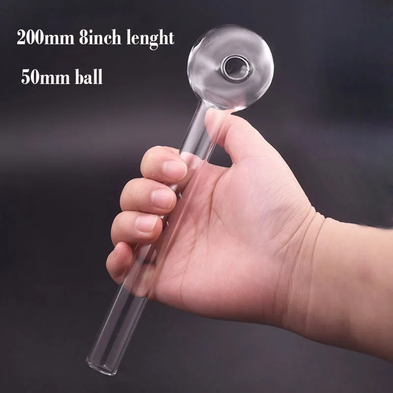 Günstigste Jumbo Glas Ölbrenner Rohr 8 Zoll 50mm Rauchen Schüssel Bubbler Hand Glas Rohr Rauchen Wasser Rohr für Shisha Bong Rauchen Zubehör