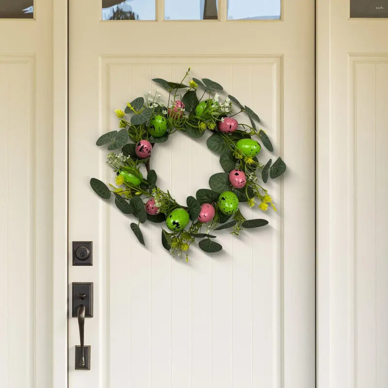 Decoratieve bloemen paaseierenkrans kunstmatig met kleurrijke eieren voor thuis vakantie muur raam voordeur decoraties