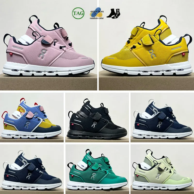 2023 on Cloud Kids Shoes 스포츠 야외 운동 능력 UNC Black Children White Boys 여자 캐주얼 패션 운동화 아이 산책 유아 운동화 크기 22-35