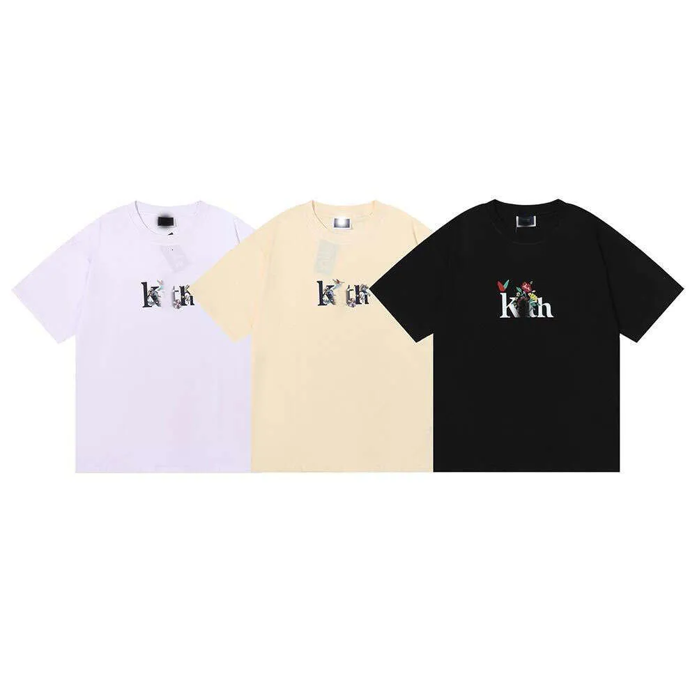 Mode Casual Hommes Designer Luxe Classique Chaopai Keith Birchapple Flower Serif Ee Haute Qualité Double Fil Coton Hommes Et Femmes T-shirt À Manches Courtes