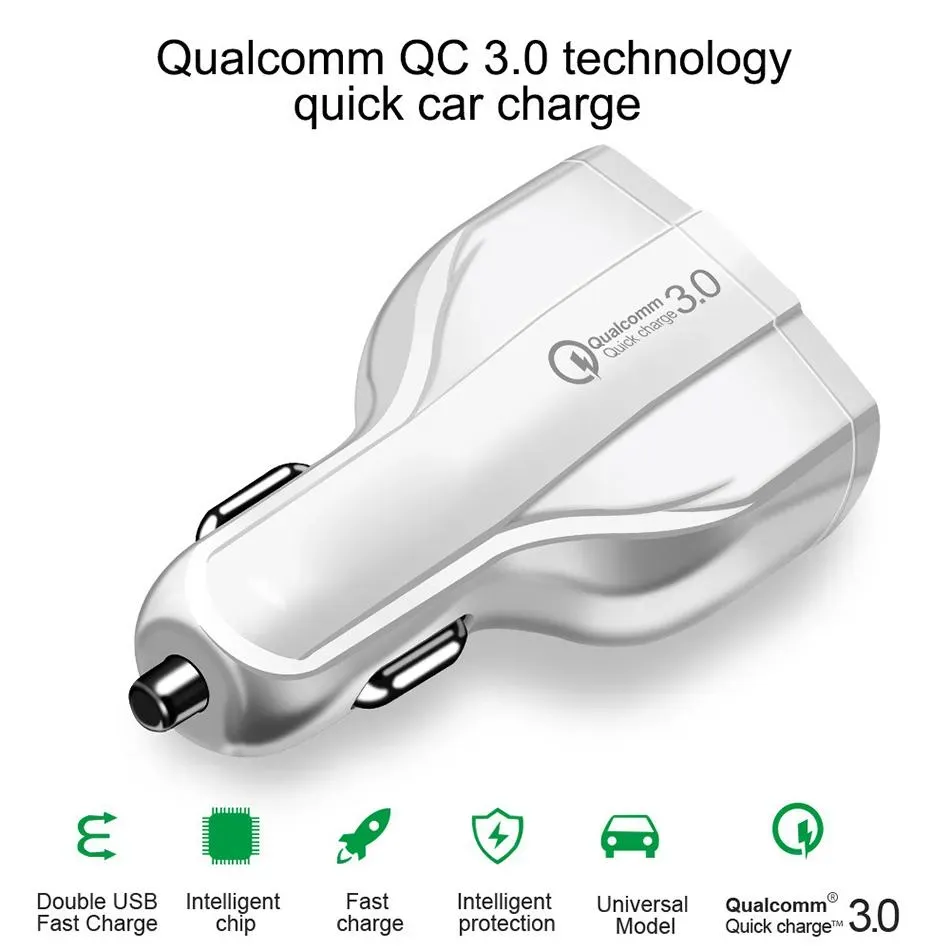 QC 3.0 Car  Type C 35W 7A Fast Charge For iphone Dual USB  Quick Charging Plug 3 Ports Adapter Android