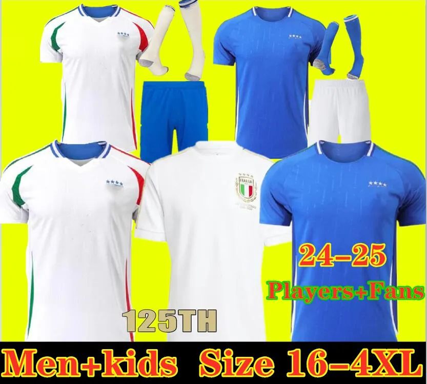 2023 italië voetbalshirts Italia 23 24 25 maglie da calcio VERRATTI CHIESA GNONTO voetbalshirt LORENZO PINAMONTI POLITANO GRIFO uniform heren kinderkit Spelerversie