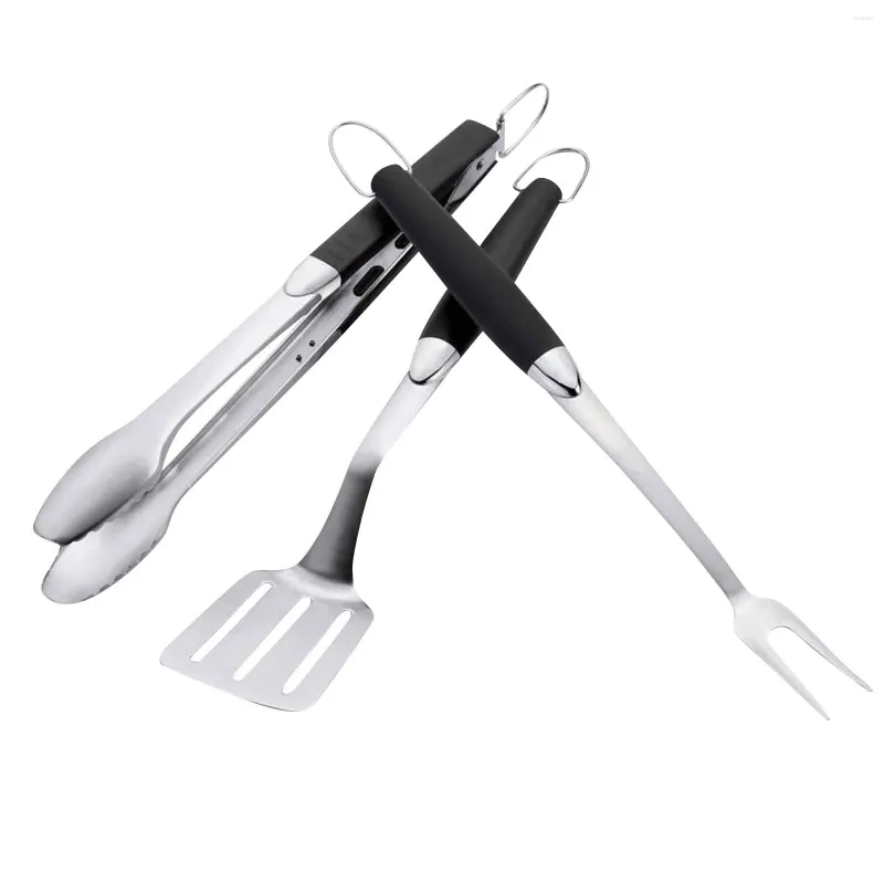 Cookware set utomhus camping BBQ Rostfritt stålkombination Barbecue Three-Piece Accessories Picnic Tool Fork Face Shovel Clip Home